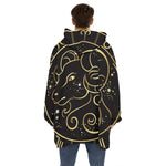 Gold And Black Aries Sign Print Hoodie Blanket