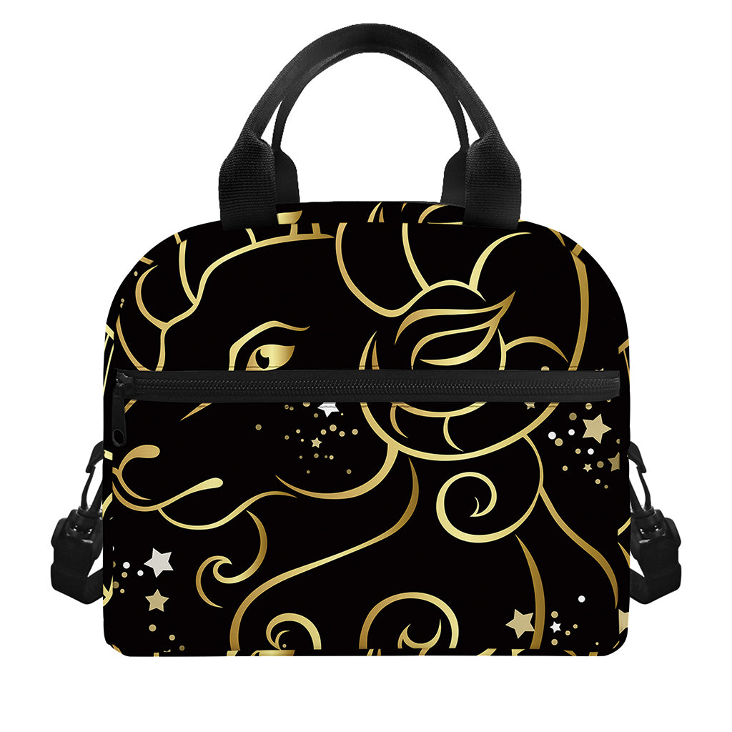Gold And Black Aries Sign Print Insulated Lunch Bag