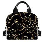 Gold And Black Aries Sign Print Insulated Lunch Bag
