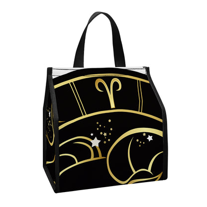 Gold And Black Aries Sign Print Insulated Lunch Tote