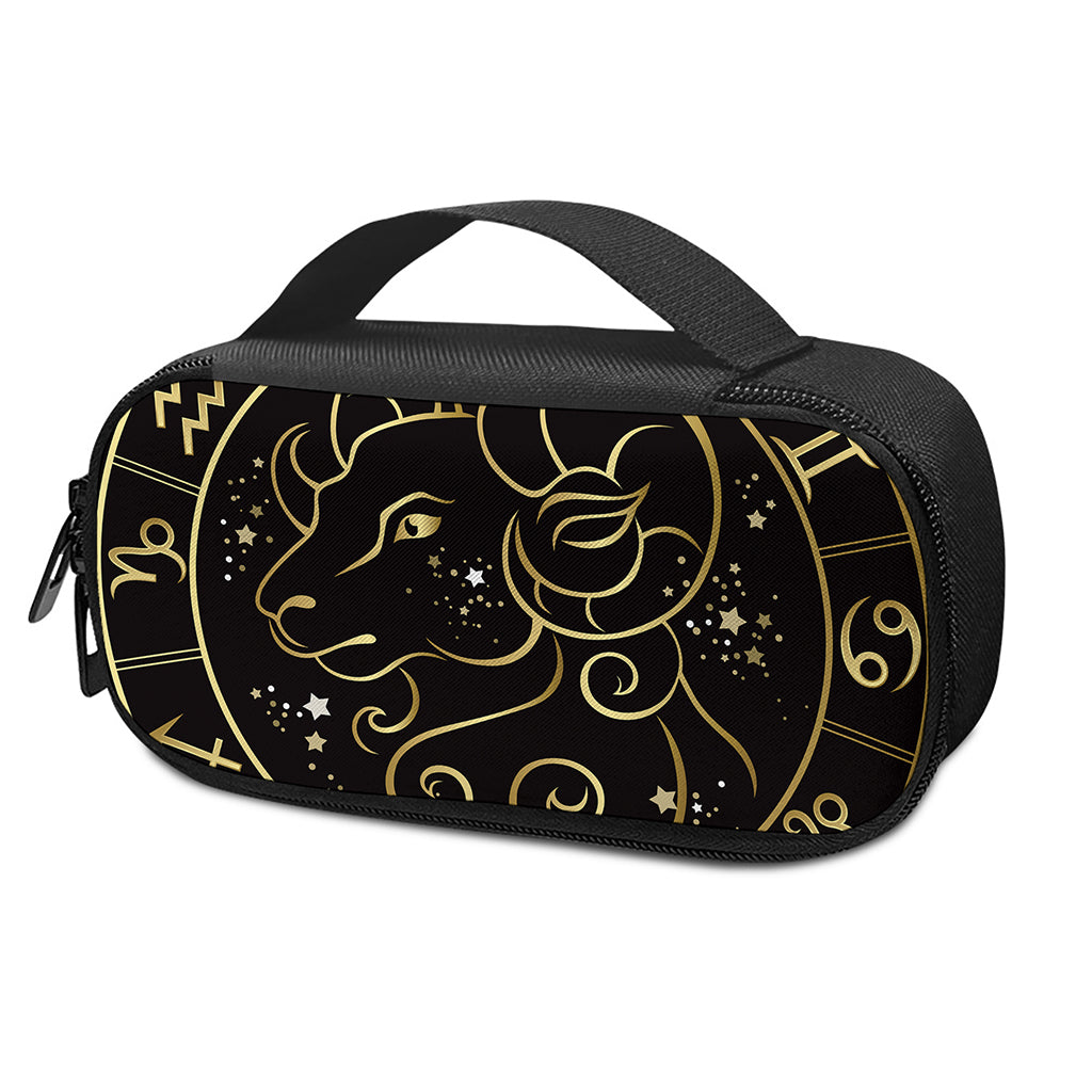 Gold And Black Aries Sign Print Insulin Cooler Travel Case