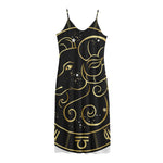 Gold And Black Aries Sign Print Jersey Midi Cami Dress