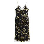 Gold And Black Aries Sign Print Jersey Midi Cami Dress