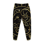 Gold And Black Aries Sign Print Jogger Pants