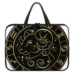 Gold And Black Aries Sign Print Laptop Sleeve With Handle