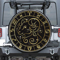 Gold And Black Aries Sign Print Leather Spare Tire Cover