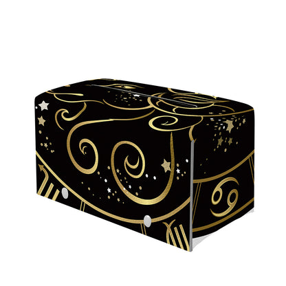 Gold And Black Aries Sign Print Leather Tissue Box Cover