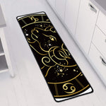 Gold And Black Aries Sign Print Long Kitchen Mat