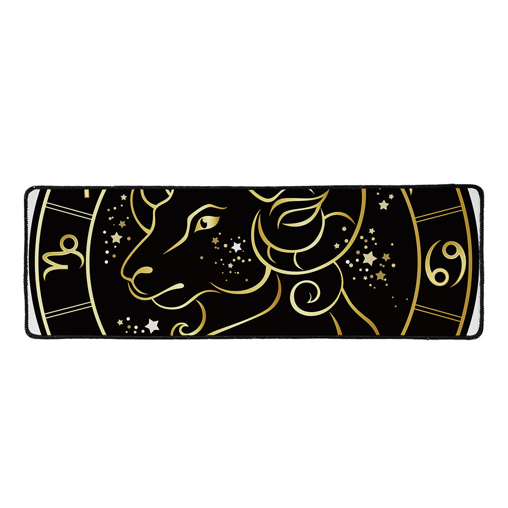 Gold And Black Aries Sign Print Long Kitchen Mat