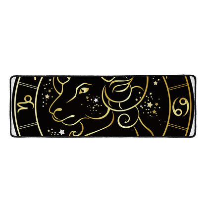 Gold And Black Aries Sign Print Long Kitchen Mat