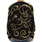 Gold And Black Aries Sign Print Long Sleeve Baseball Jersey