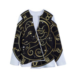 Gold And Black Aries Sign Print Long Sleeve Short Coat