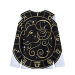Gold And Black Aries Sign Print Long Sleeve Short Coat