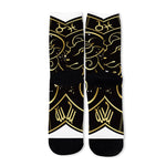 Gold And Black Aries Sign Print Long Socks