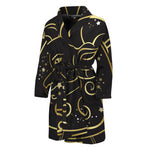 Gold And Black Aries Sign Print Men's Bathrobe