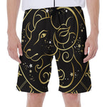 Gold And Black Aries Sign Print Men's Beach Shorts