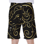 Gold And Black Aries Sign Print Men's Beach Shorts