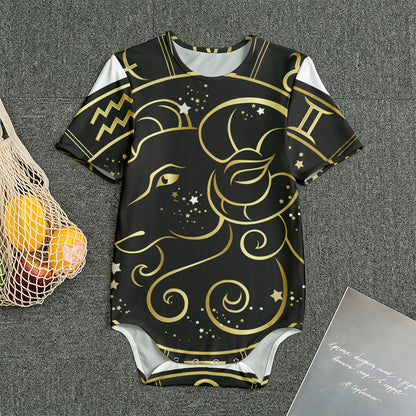 Gold And Black Aries Sign Print Men's Bodysuit