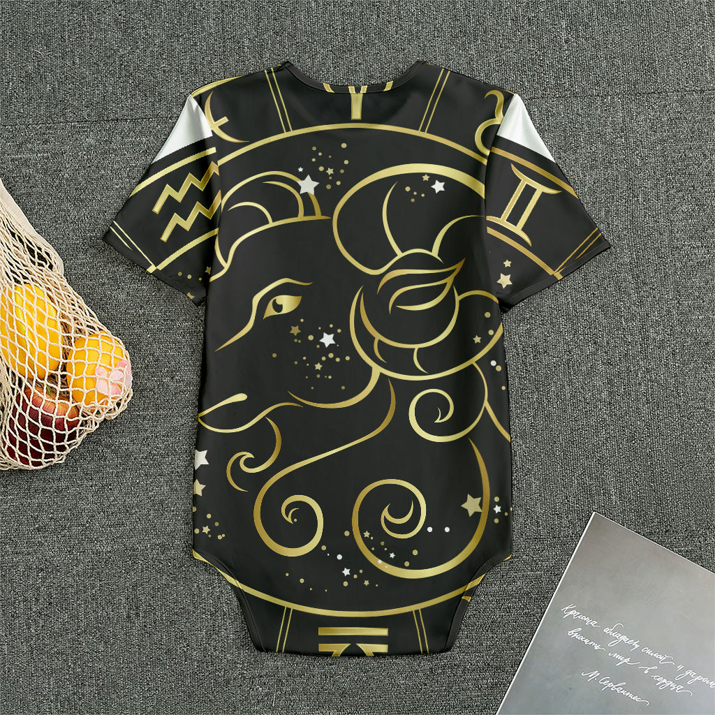 Gold And Black Aries Sign Print Men's Bodysuit
