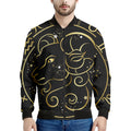 Gold And Black Aries Sign Print Men's Bomber Jacket