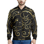 Gold And Black Aries Sign Print Men's Bomber Jacket