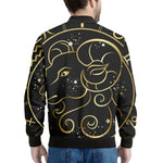 Gold And Black Aries Sign Print Men's Bomber Jacket