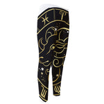 Gold And Black Aries Sign Print Men's Compression Pants