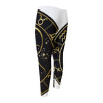 Gold And Black Aries Sign Print Men's Compression Pants