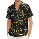 Gold And Black Aries Sign Print Men's Deep V-Neck Shirt