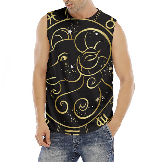 Gold And Black Aries Sign Print Men's Fitness Tank Top