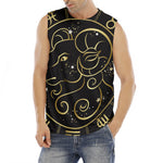 Gold And Black Aries Sign Print Men's Fitness Tank Top