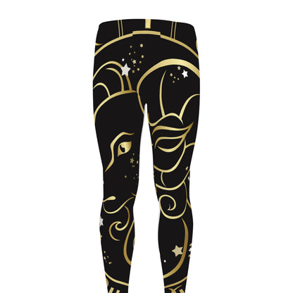 Gold And Black Aries Sign Print Men's leggings