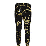 Gold And Black Aries Sign Print Men's leggings