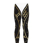 Gold And Black Aries Sign Print Men's leggings