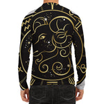Gold And Black Aries Sign Print Men's Long Sleeve Rash Guard