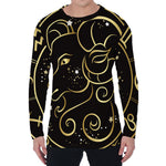 Gold And Black Aries Sign Print Men's Long Sleeve T-Shirt