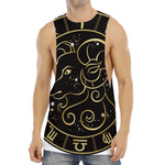 Gold And Black Aries Sign Print Men's Muscle Tank Top