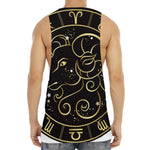 Gold And Black Aries Sign Print Men's Muscle Tank Top