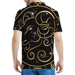 Gold And Black Aries Sign Print Men's Polo Shirt