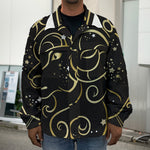 Gold And Black Aries Sign Print Men's Shirt Jacket