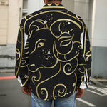 Gold And Black Aries Sign Print Men's Shirt Jacket