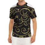 Gold And Black Aries Sign Print Men's Short Sleeve Rash Guard