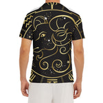 Gold And Black Aries Sign Print Men's Short Sleeve Rash Guard