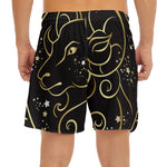 Gold And Black Aries Sign Print Men's Split Running Shorts
