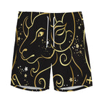 Gold And Black Aries Sign Print Men's Sports Shorts