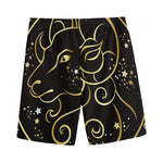 Gold And Black Aries Sign Print Men's Sports Shorts