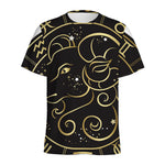 Gold And Black Aries Sign Print Men's Sports T-Shirt