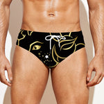 Gold And Black Aries Sign Print Men's Swim Briefs