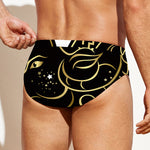 Gold And Black Aries Sign Print Men's Swim Briefs