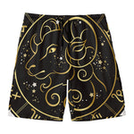 Gold And Black Aries Sign Print Men's Swim Trunks